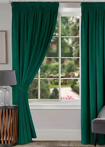 Home Curtains Montreal Pair of Velour Lined Pencil Pleat Curtains | Kaleidoscope