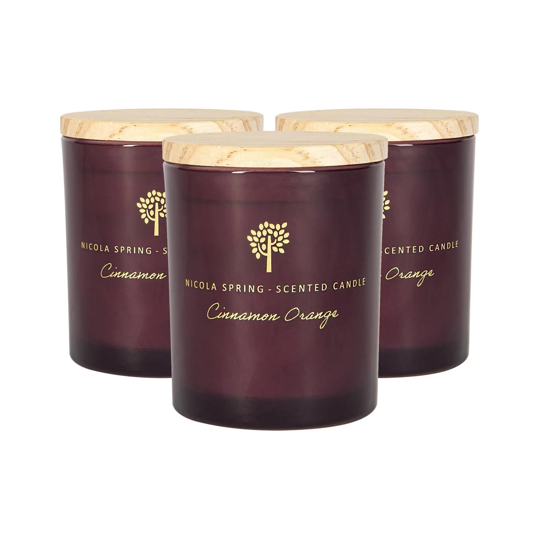 Home Fragrance | Soy Wax Scented Candles 130g Cinnamon & Orange Pack of 3 | Nicola Spring