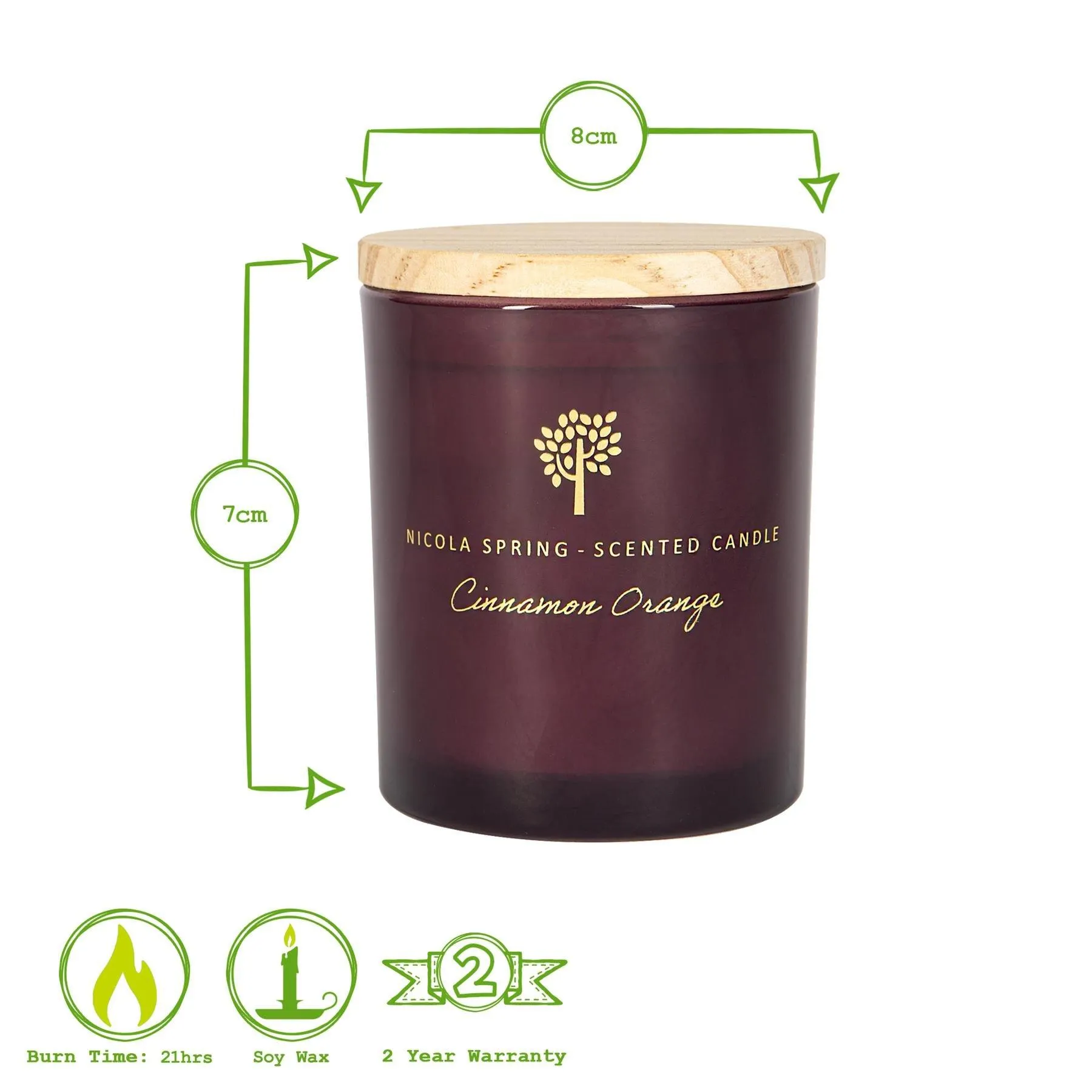 Home Fragrance | Soy Wax Scented Candles 130g Cinnamon & Orange Pack of 3 | Nicola Spring