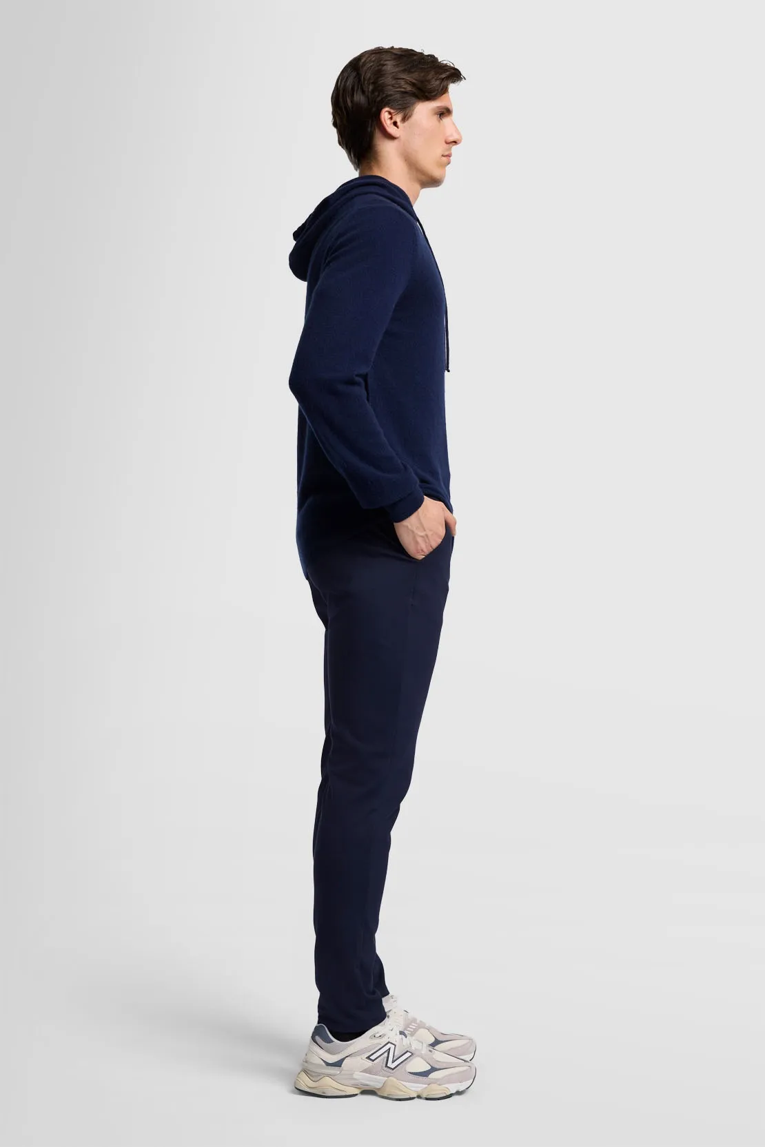 HOODIE CASHMERE W/ STITCH DETAIL NAVY