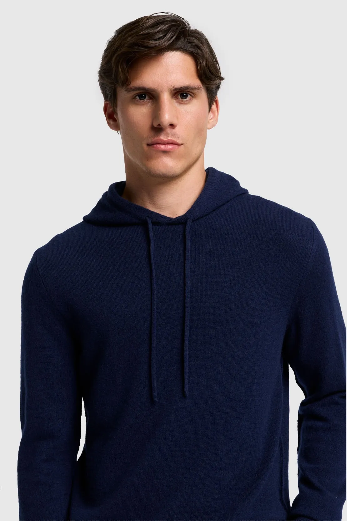 HOODIE CASHMERE W/ STITCH DETAIL NAVY