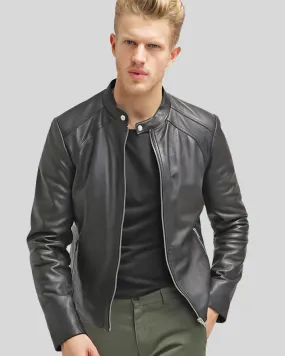 Hung Black Racer Leather Jacket