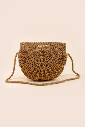 Kianna Open Handle Cut Out Straw Crossbody in Natural