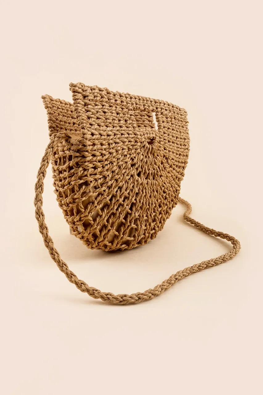 Kianna Open Handle Cut Out Straw Crossbody in Natural