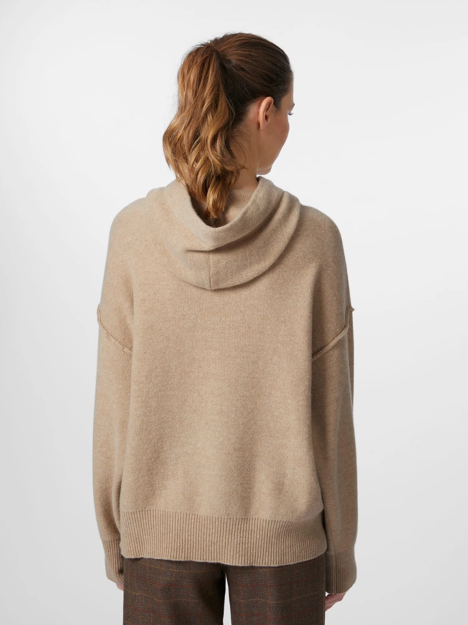 Ladies knitted hoodie, Beige melange | Manufactum