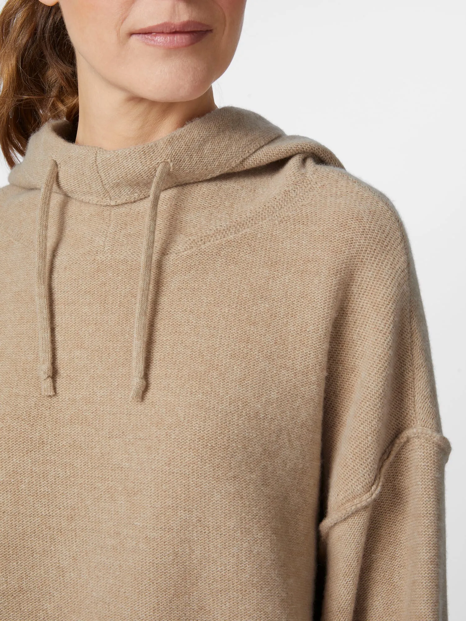 Ladies knitted hoodie, Beige melange | Manufactum