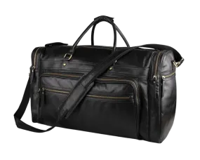 Large Capacity Men's Black Travel Leather Duffle Bag - Horizon Leathers