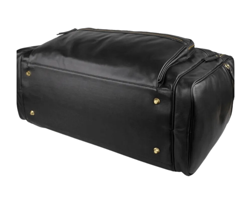 Large Capacity Men's Black Travel Leather Duffle Bag - Horizon Leathers