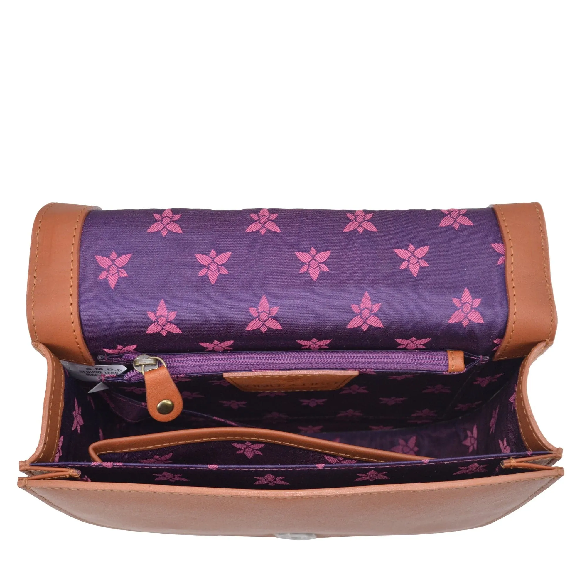 Leather Hand Painted Flap Crossbody - Tooled Butterfly Multi (694)