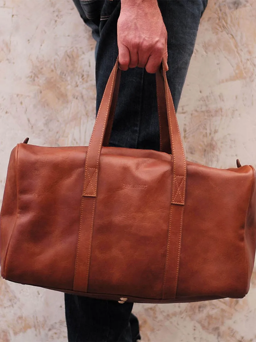 leather travel bag plane Brown - LeCabine Light Brown | PAUL MARIUS