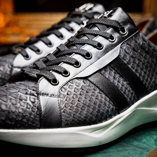 Marco Di Milano Verona Black Python & Calfskin Sneakers