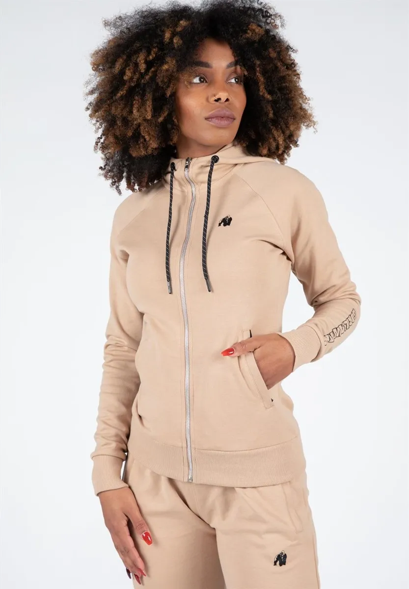 Marion Zipped Hoodie - Beige - XS Gorilla Wear