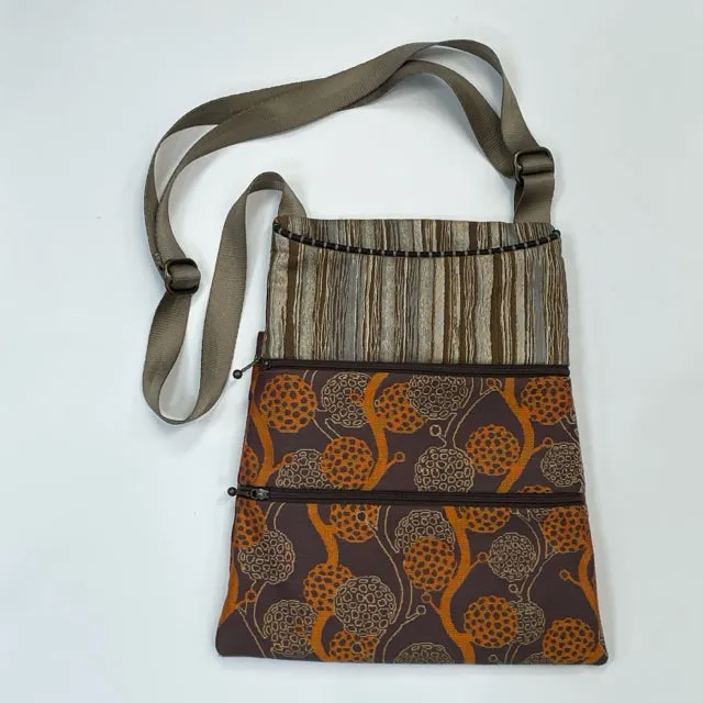 Maruca Brown-Multi Fabric Pattern Crossbody Handbag