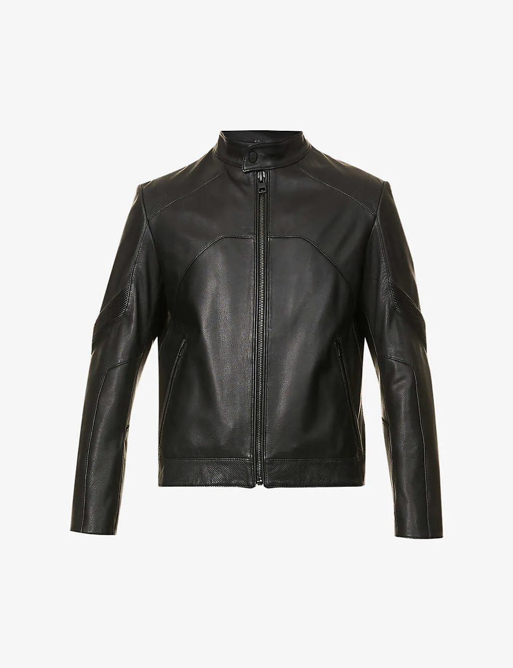 Men's Black Leather Perforated Biker Jacket