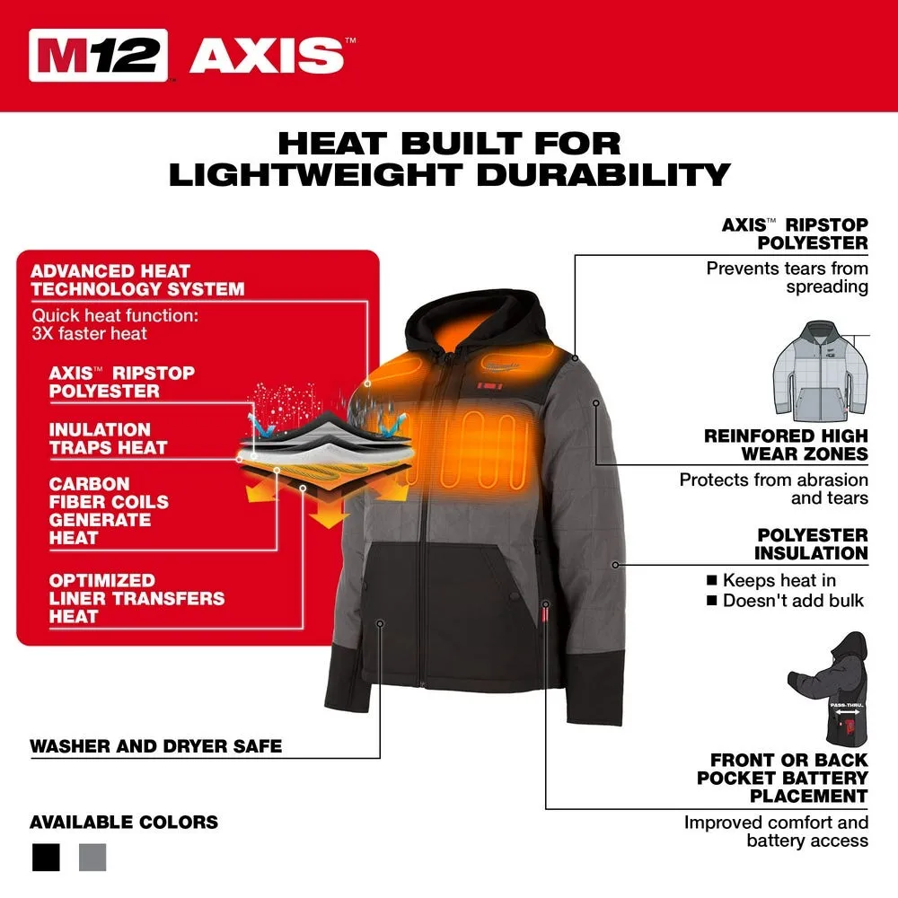 Milwaukee Tools M12 Heated Axis Jacket Grey, Kit 205G-21