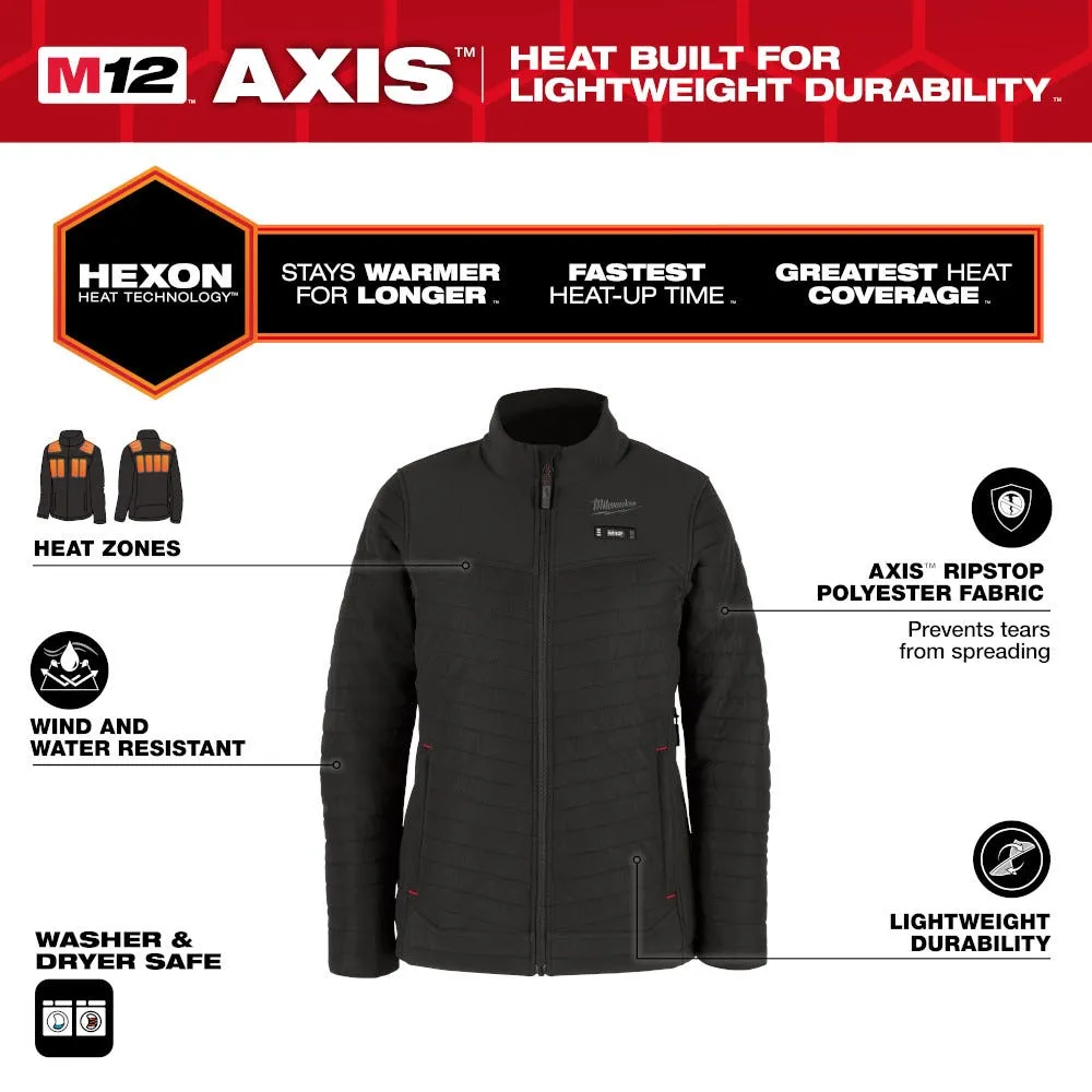 Milwaukee Tools M12 Women's Heated Axis Jacket Black, Kit F102B