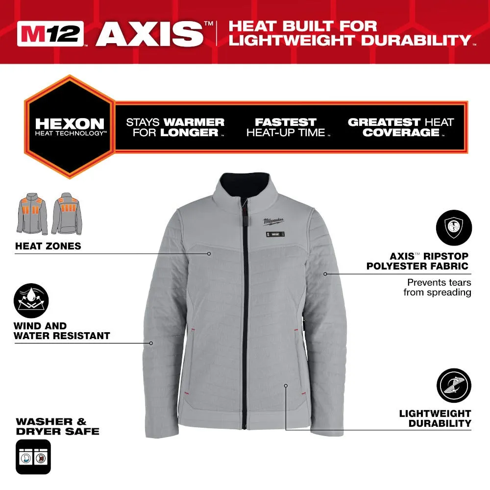 Milwaukee Tools M12 Women's Heated Axis Jacket Grey, Kit F102G