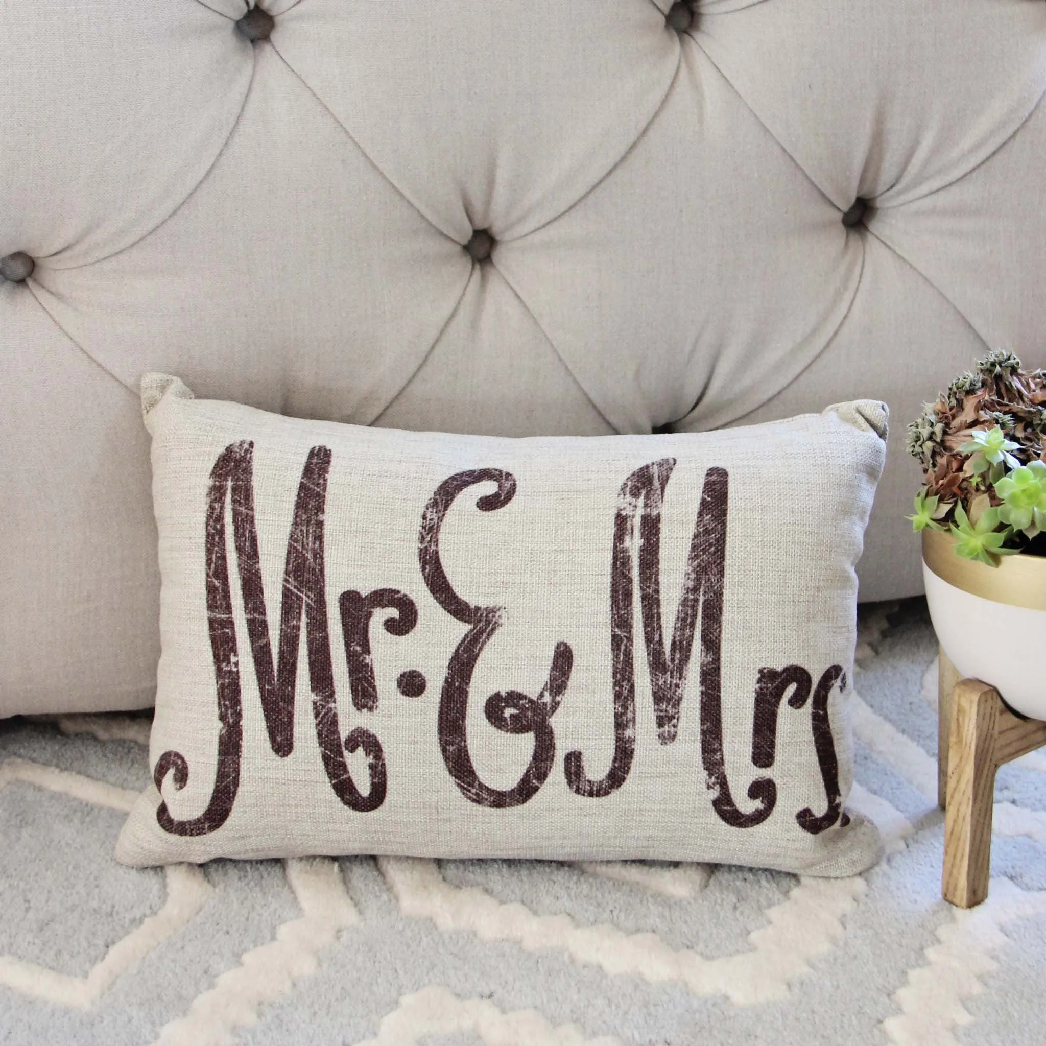 Mr. & Mrs. Linen Woven Pillow