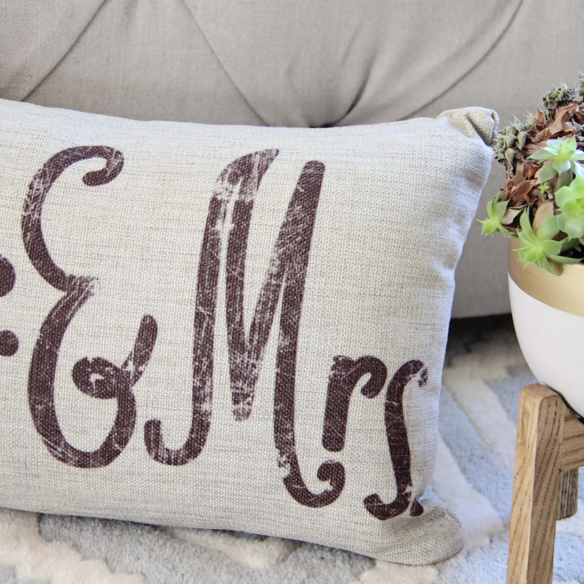 Mr. & Mrs. Linen Woven Pillow