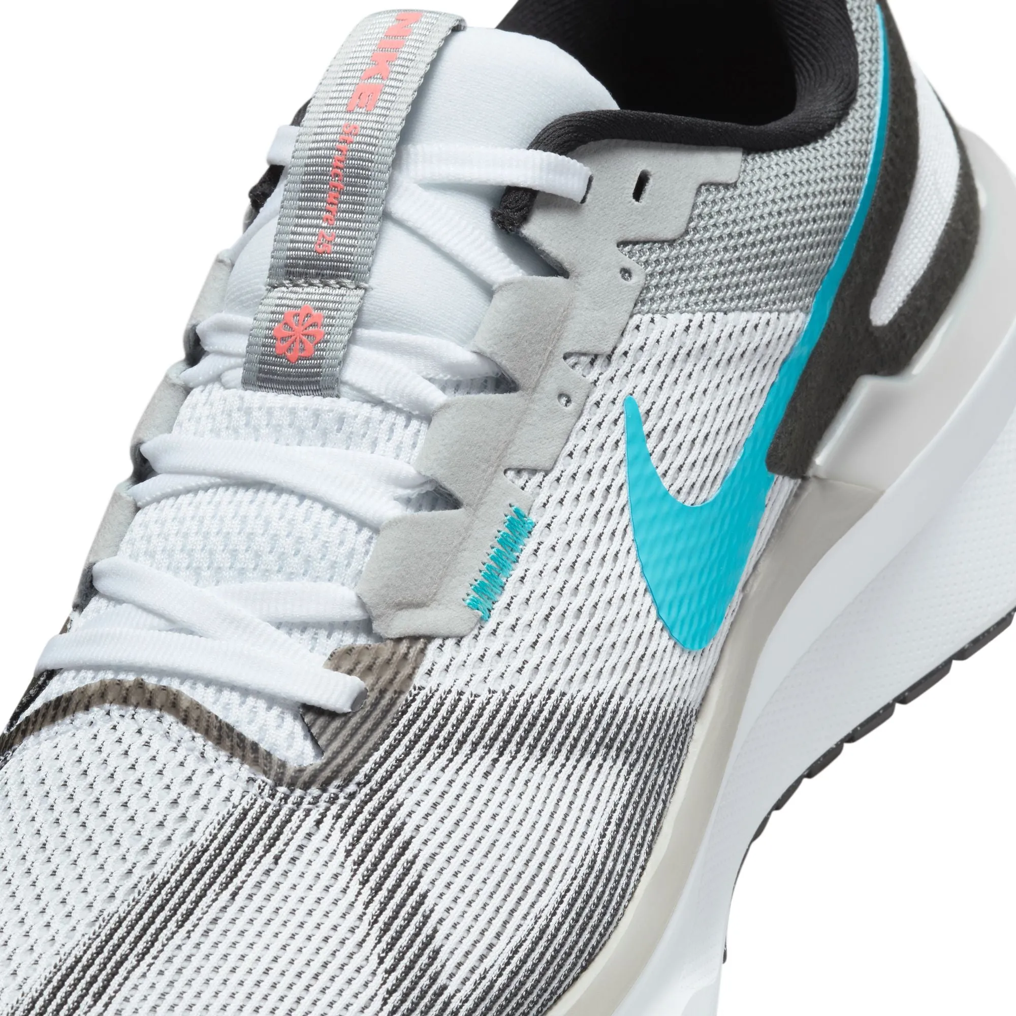 Nike Men's Air Zoom Structure 25 Running Shoes White / Gamma Blue / Black / Hot Lava