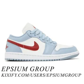 Nike Women's Air Jordan 1 Low (Blue Whisper Dune Red/ Sa...