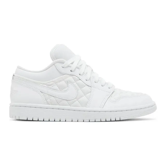 Nike Women's Air Jordan 1 Low (Triple White Quilted/ Whi...