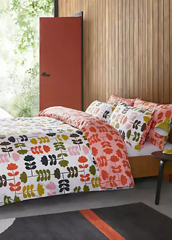 Orla Kiely Cut Stem100% Cotton percale 200 Thread Count Duvet Cover Set - Paprika | Kaleidoscope