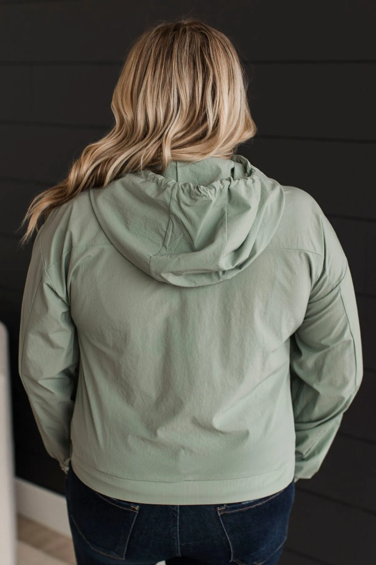 Personal Best Cropped Windbreaker- Sage