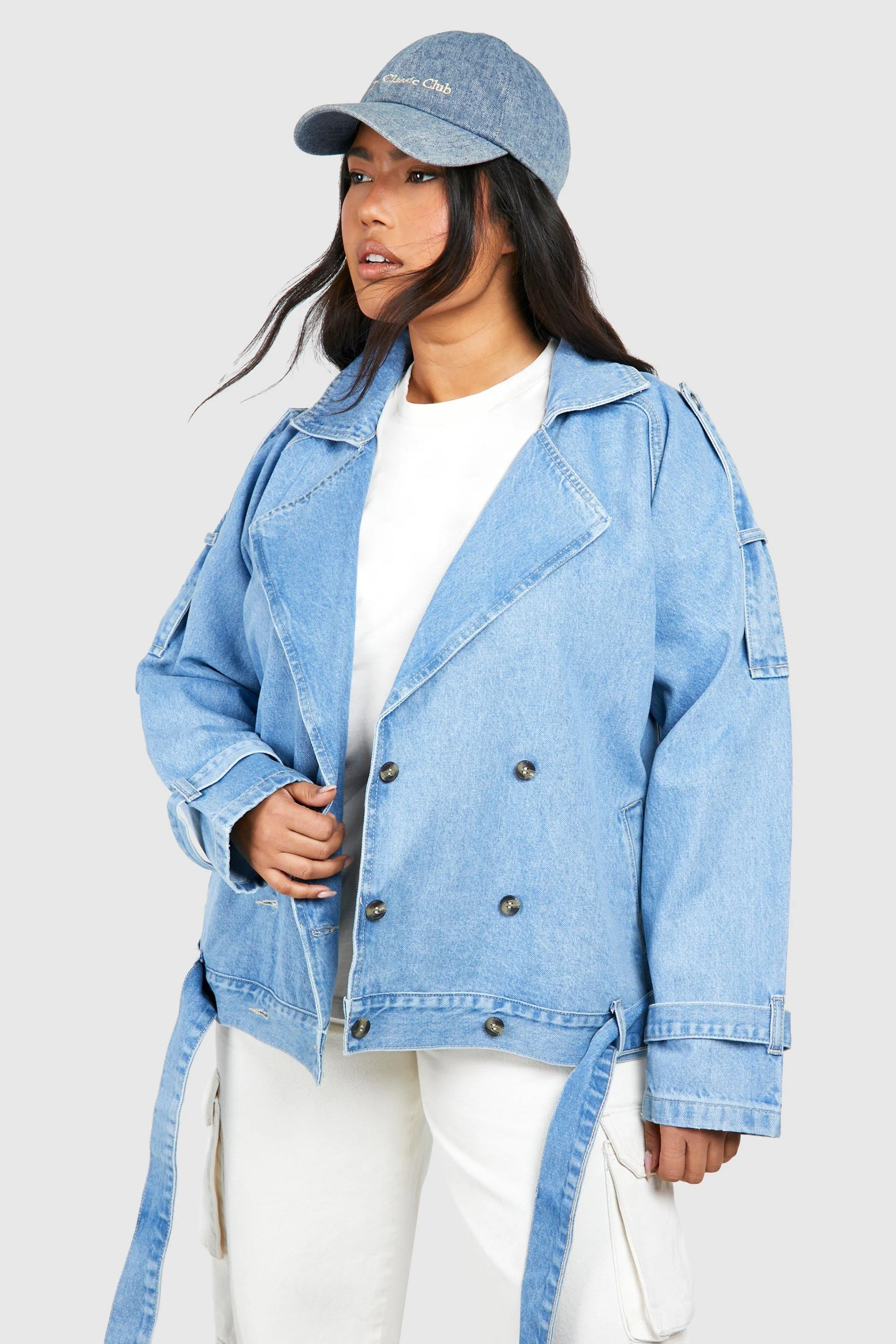 Plus Denim Oversized Moto Jacket