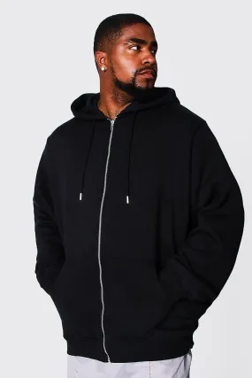 Plus Size Basic Zip Through Hoodie | boohooMAN UK