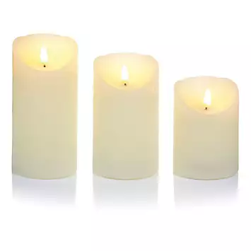 Premier Set of 3 Flickabright Led Candles Cream Textured with Timer/Remote | Kaleidoscope