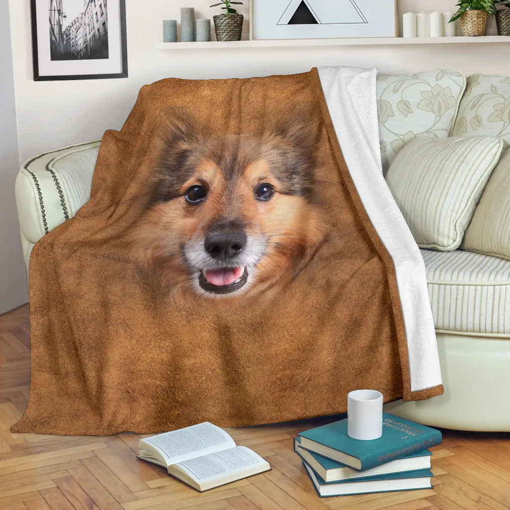 Premium Blanket Shetland Sheepdog Face Hair Blanket