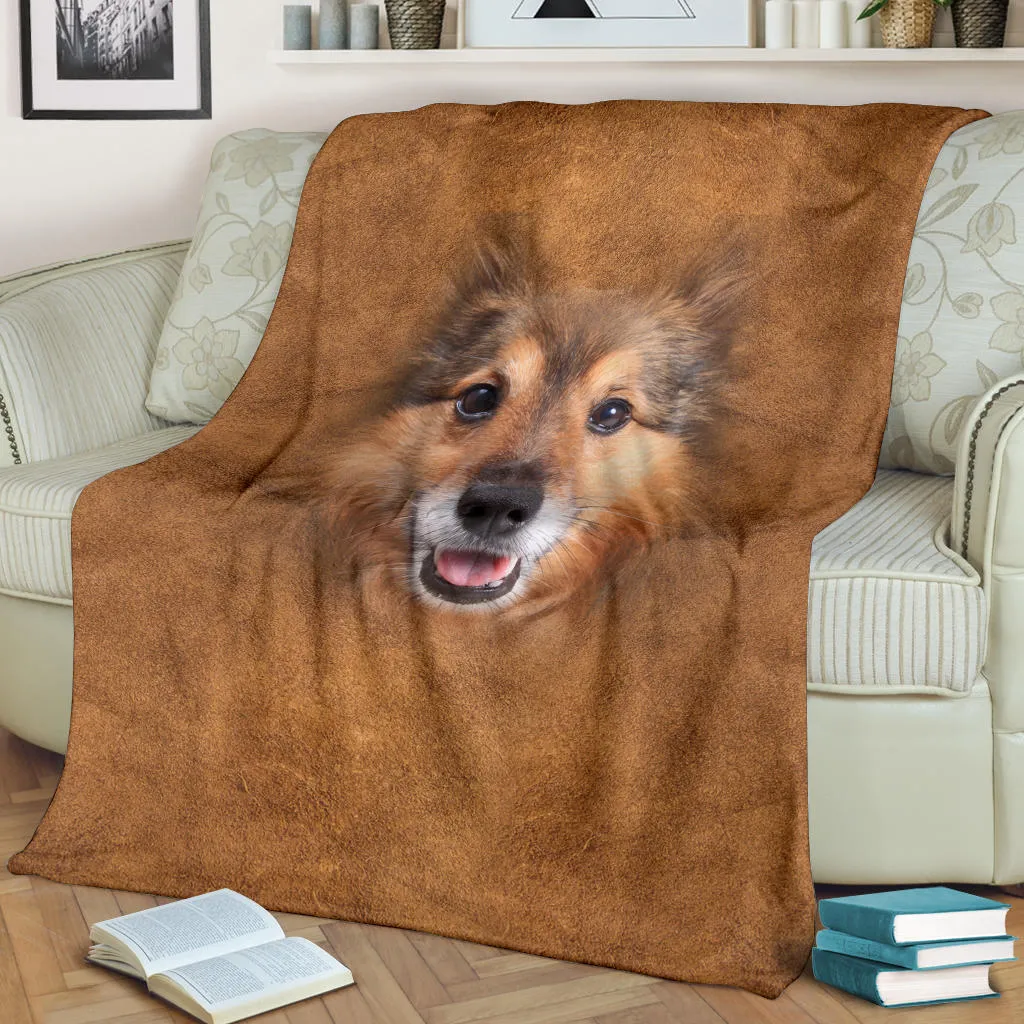 Premium Blanket Shetland Sheepdog Face Hair Blanket