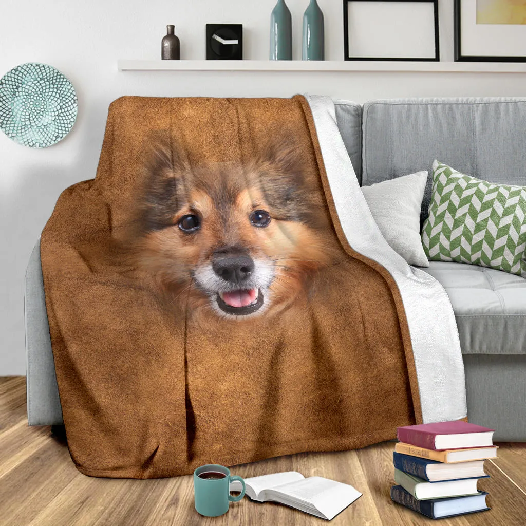 Premium Blanket Shetland Sheepdog Face Hair Blanket