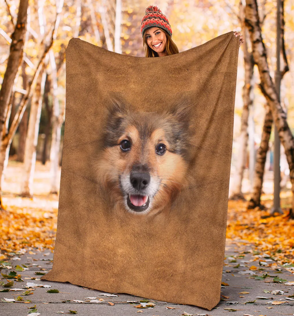 Premium Blanket Shetland Sheepdog Face Hair Blanket