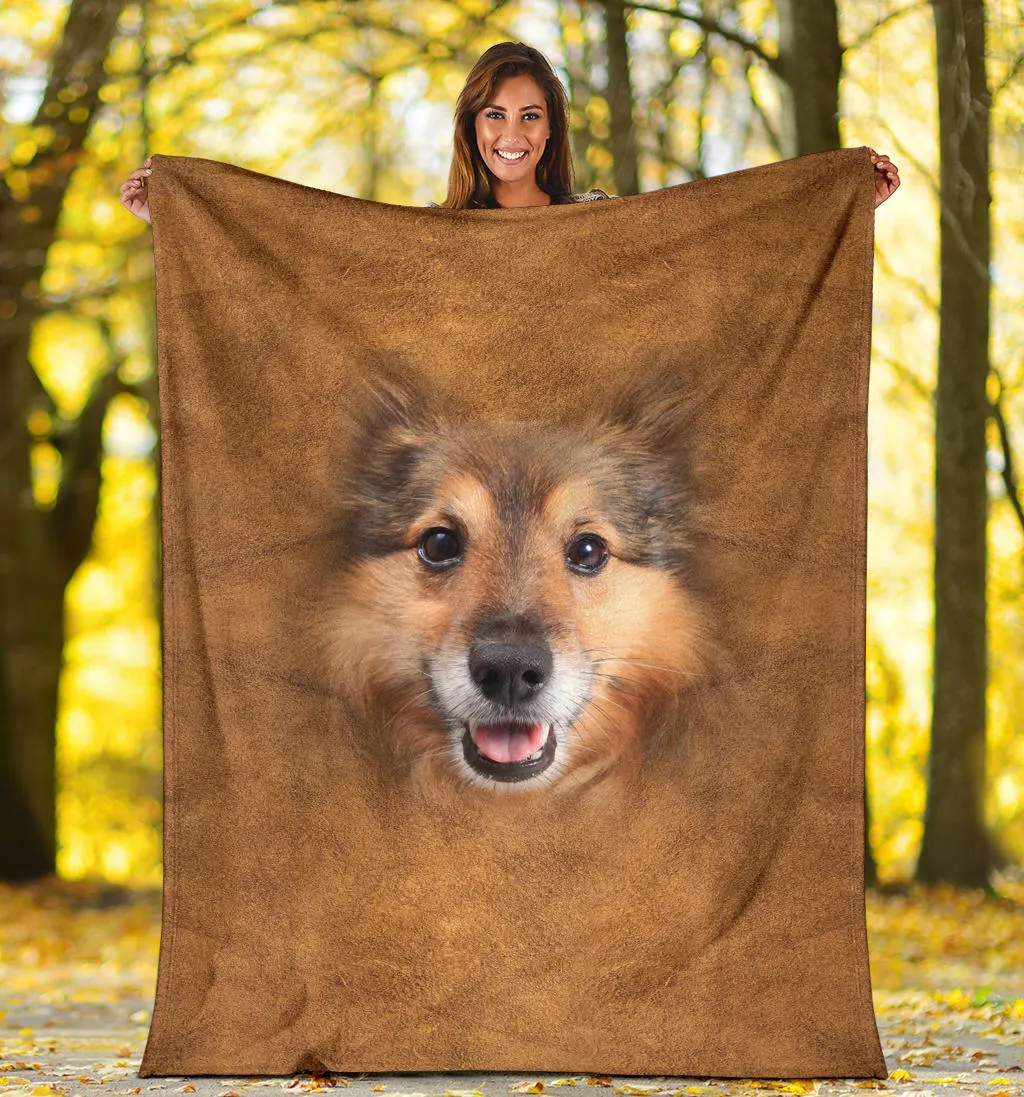 Premium Blanket Shetland Sheepdog Face Hair Blanket