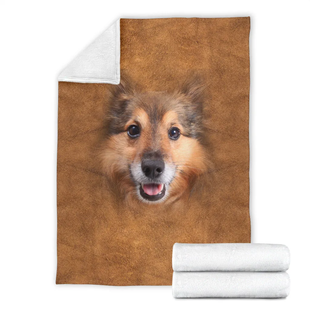 Premium Blanket Shetland Sheepdog Face Hair Blanket