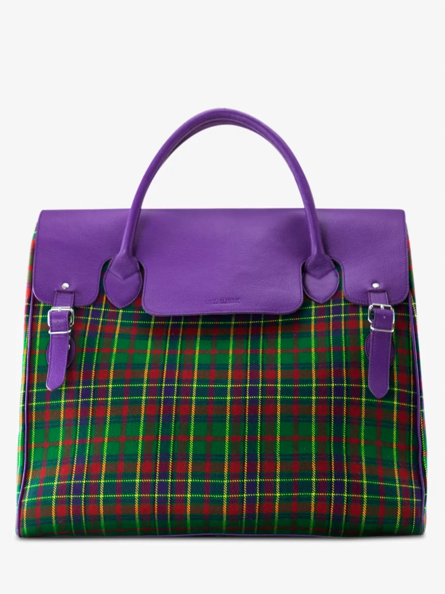 Purple Leather and Tartan Leather Travel Bag - Rouen-Delhi Versus | PAUL MARIUS