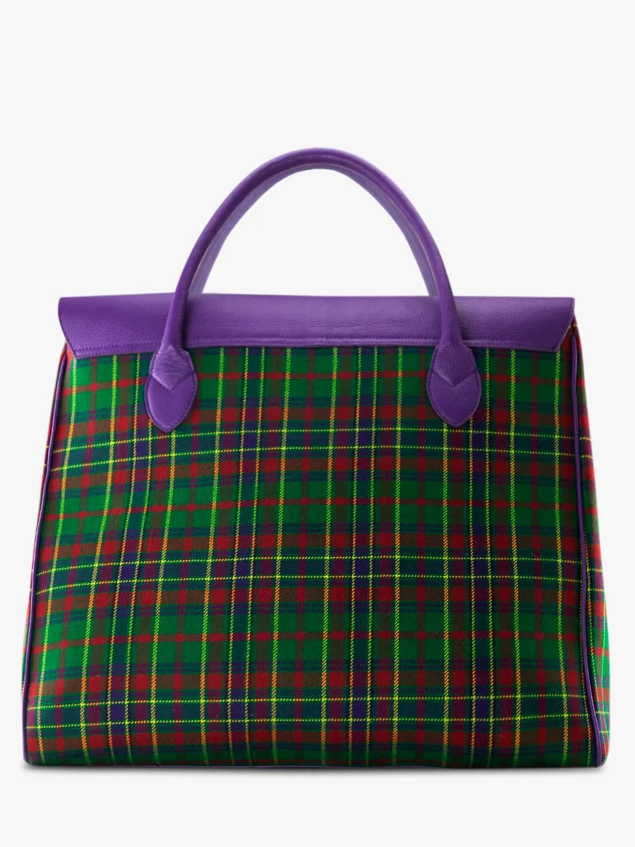 Purple Leather and Tartan Leather Travel Bag - Rouen-Delhi Versus | PAUL MARIUS