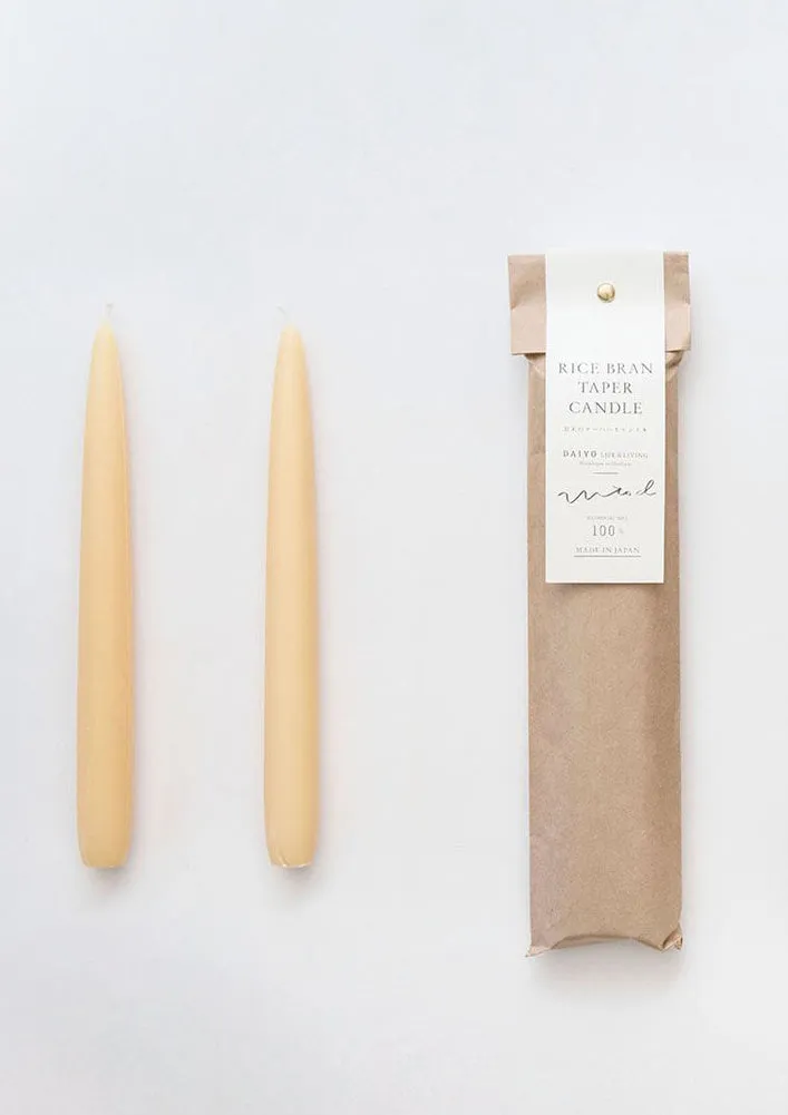 Rice Bran Taper Candles | Set of 2