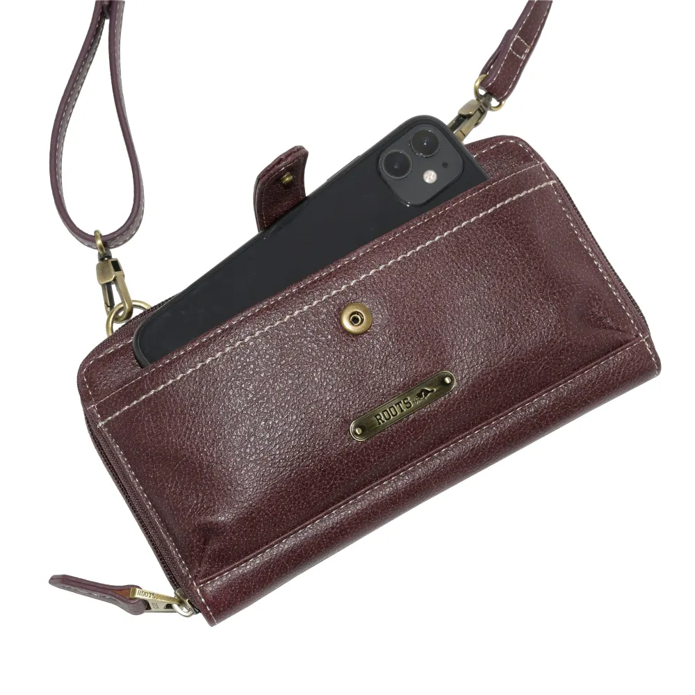 Roots Ladies Zip Around Wallet with Crossbody Strap