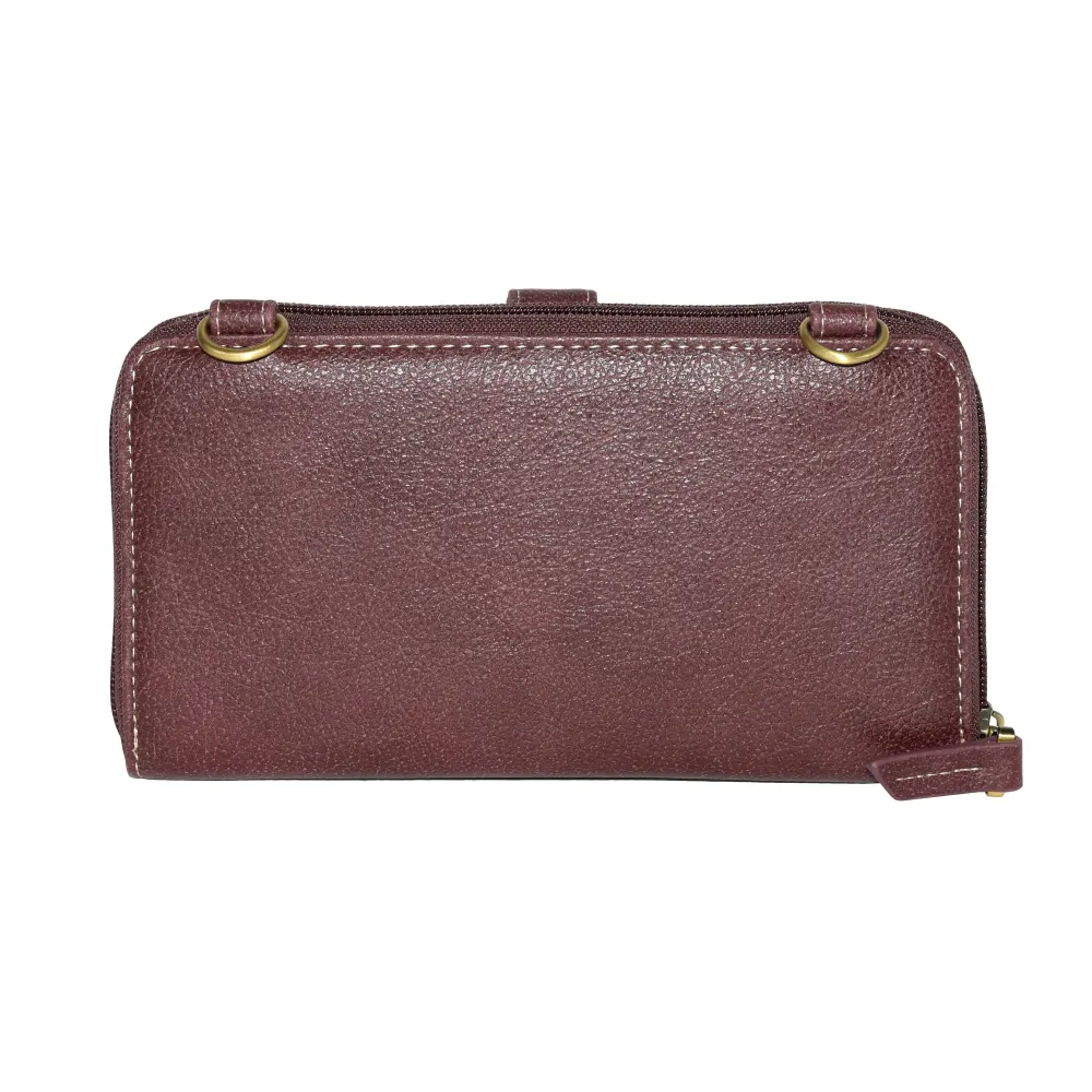 Roots Ladies Zip Around Wallet with Crossbody Strap