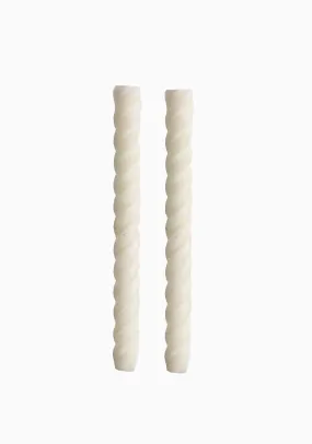 Rope Candles Pair | Cream