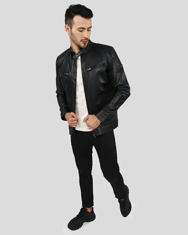 Rory Black Biker Leather Jacket