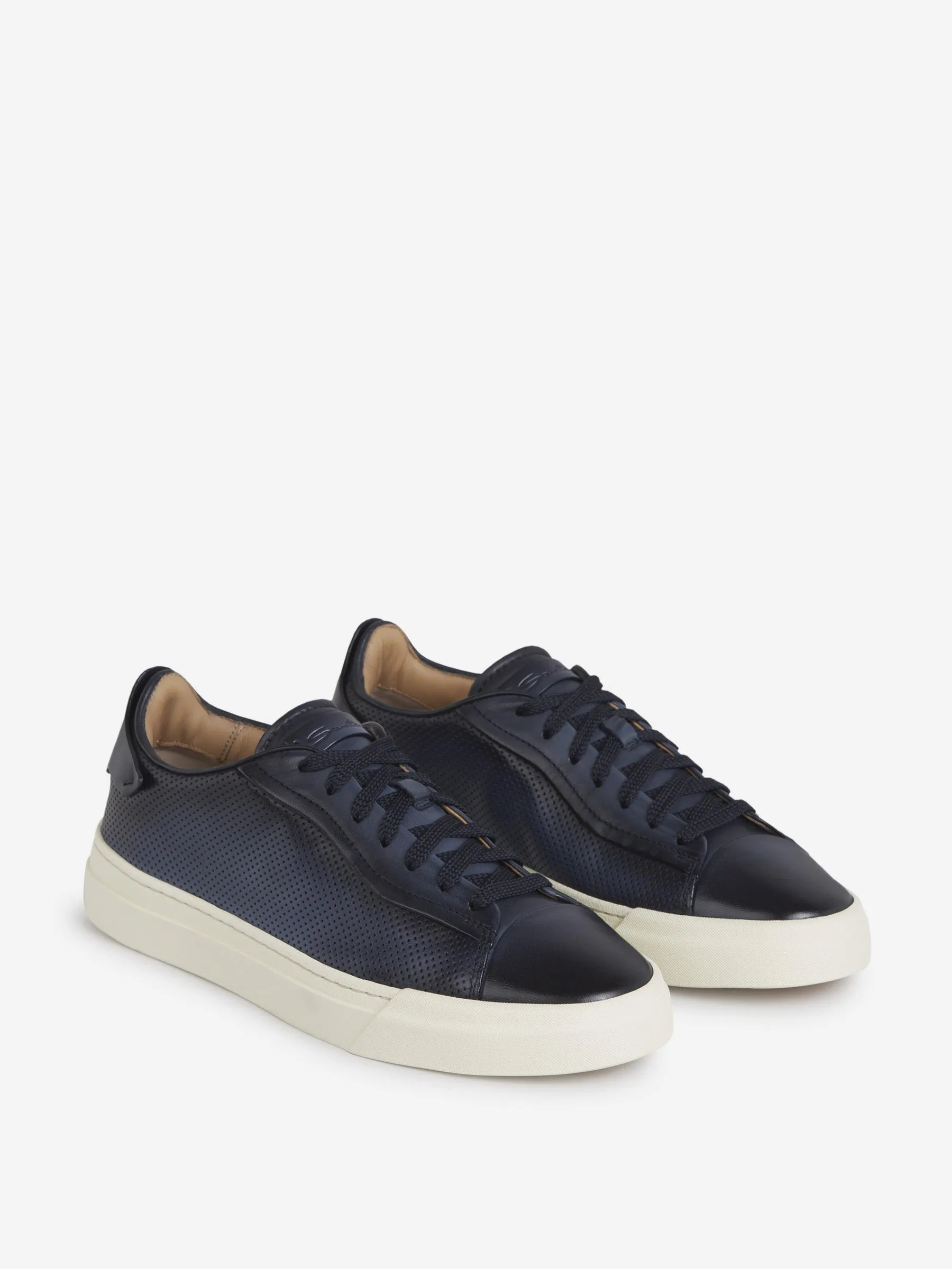 Santoni Leather Perforated Sneakers 