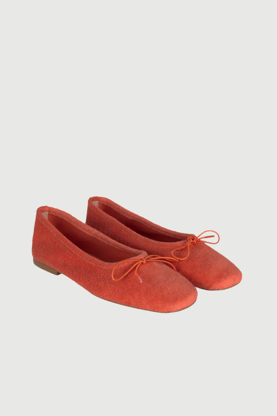 Sienna Ballet Flats in Orange Cotton Terry