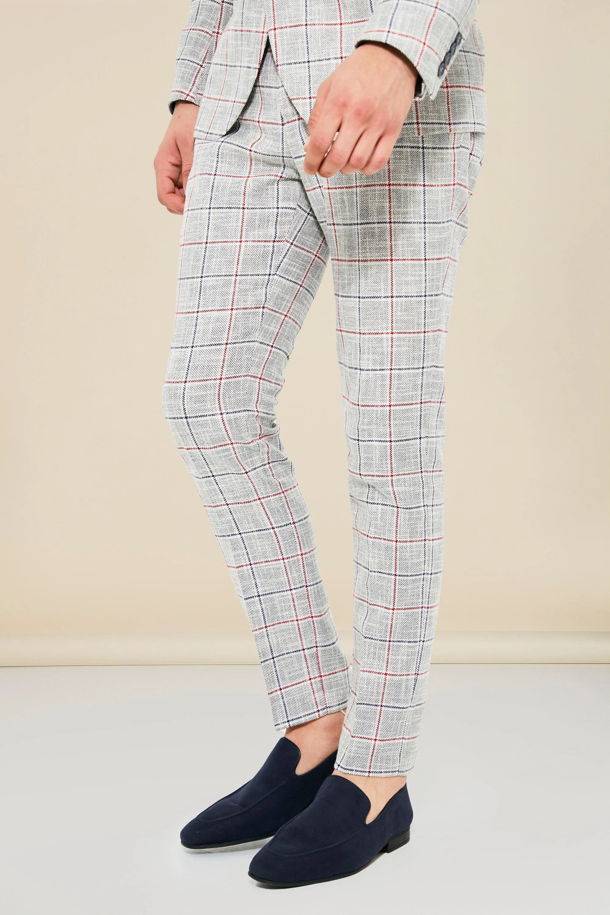 Skinny Check Suit Trousers