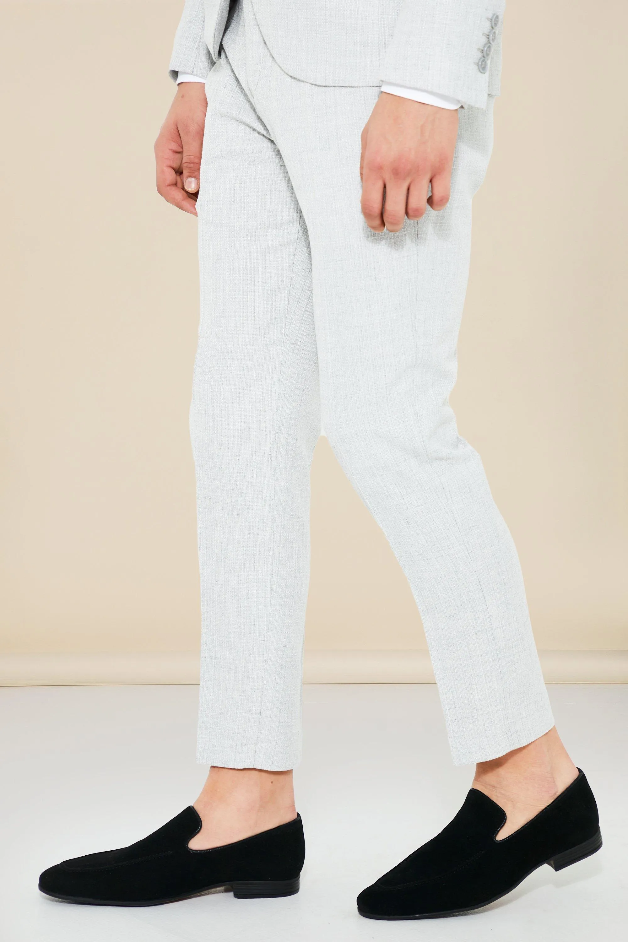 Skinny Textured Crop Suit Trousers