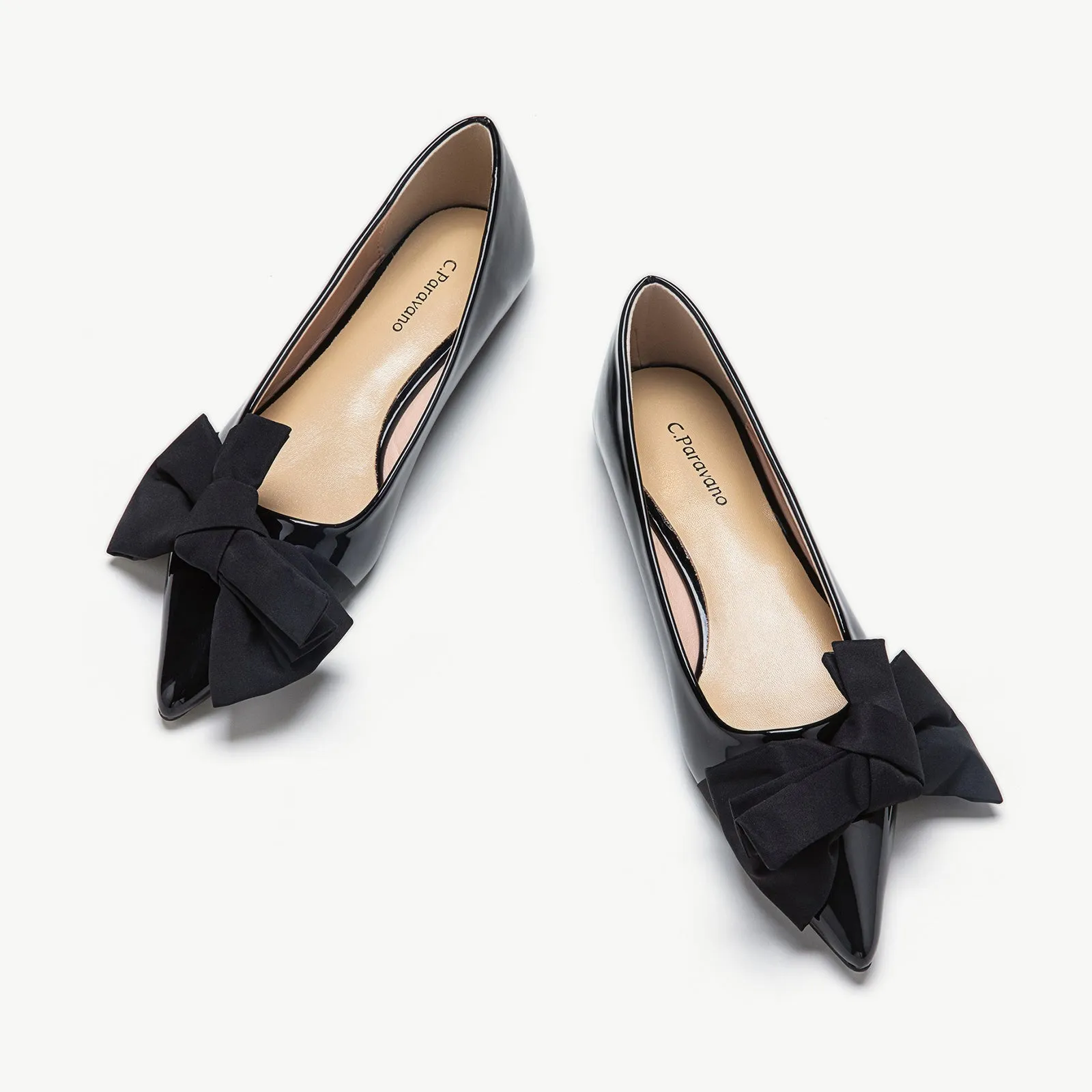 Slanting Bowknot Embellished Flats