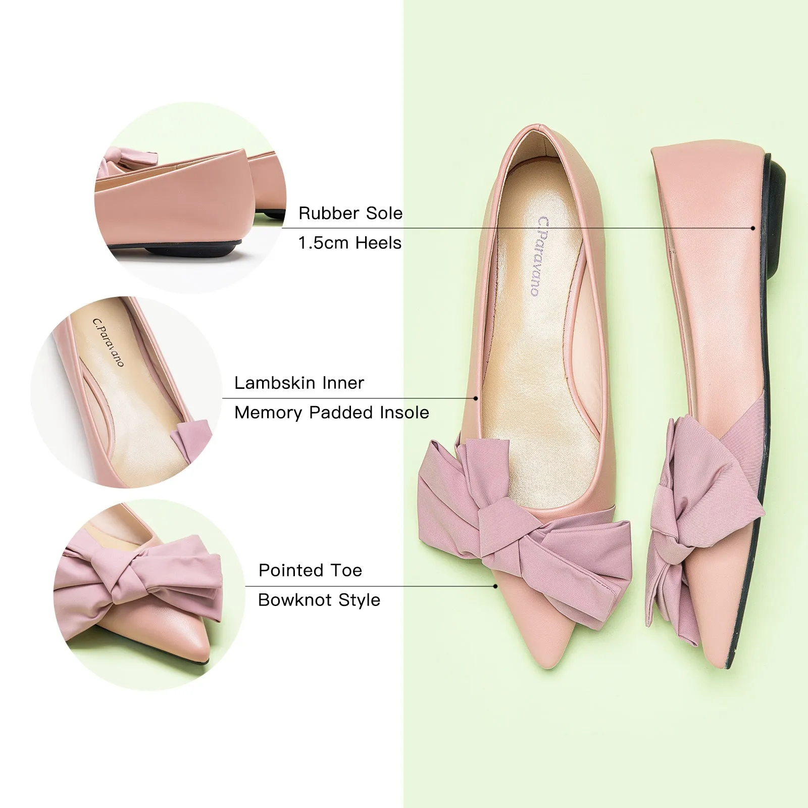 Slanting Bowknot Embellished Flats